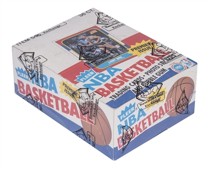 1986-87 Fleer Basketball Sealed Unopened Wax Box (36 Packs, Showing Three Michael Jordan Sticker Rookies) – All-Original, As Issued By Fleer – BBCE Certified